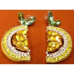 Lemon Slice Rhinestone Earrings